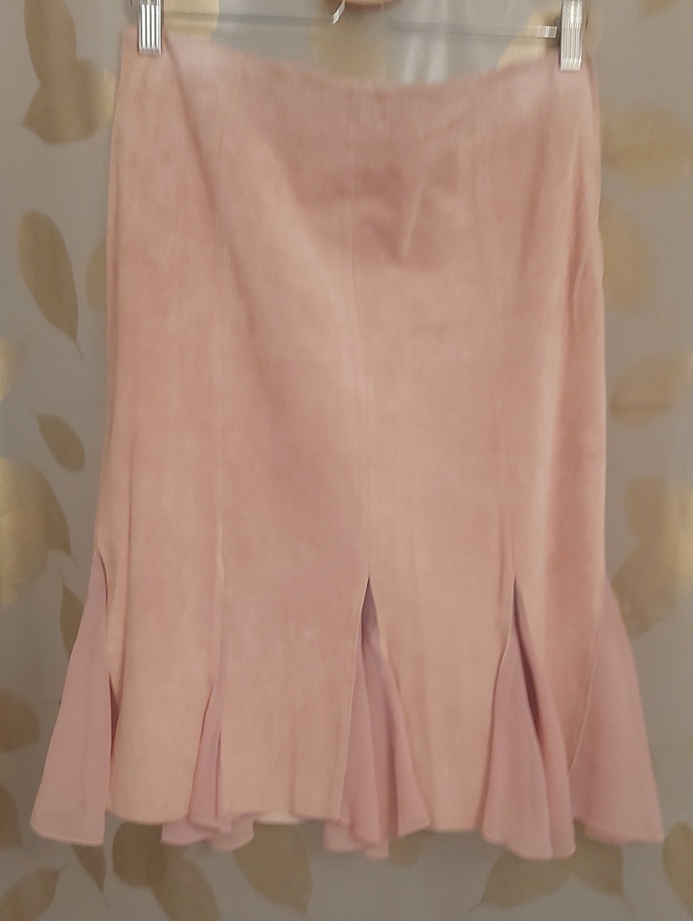 Danier Blush Pink A-Line Flared Hem Skirt Genuine Leather